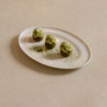 Matcha cake with white chocolate ganache